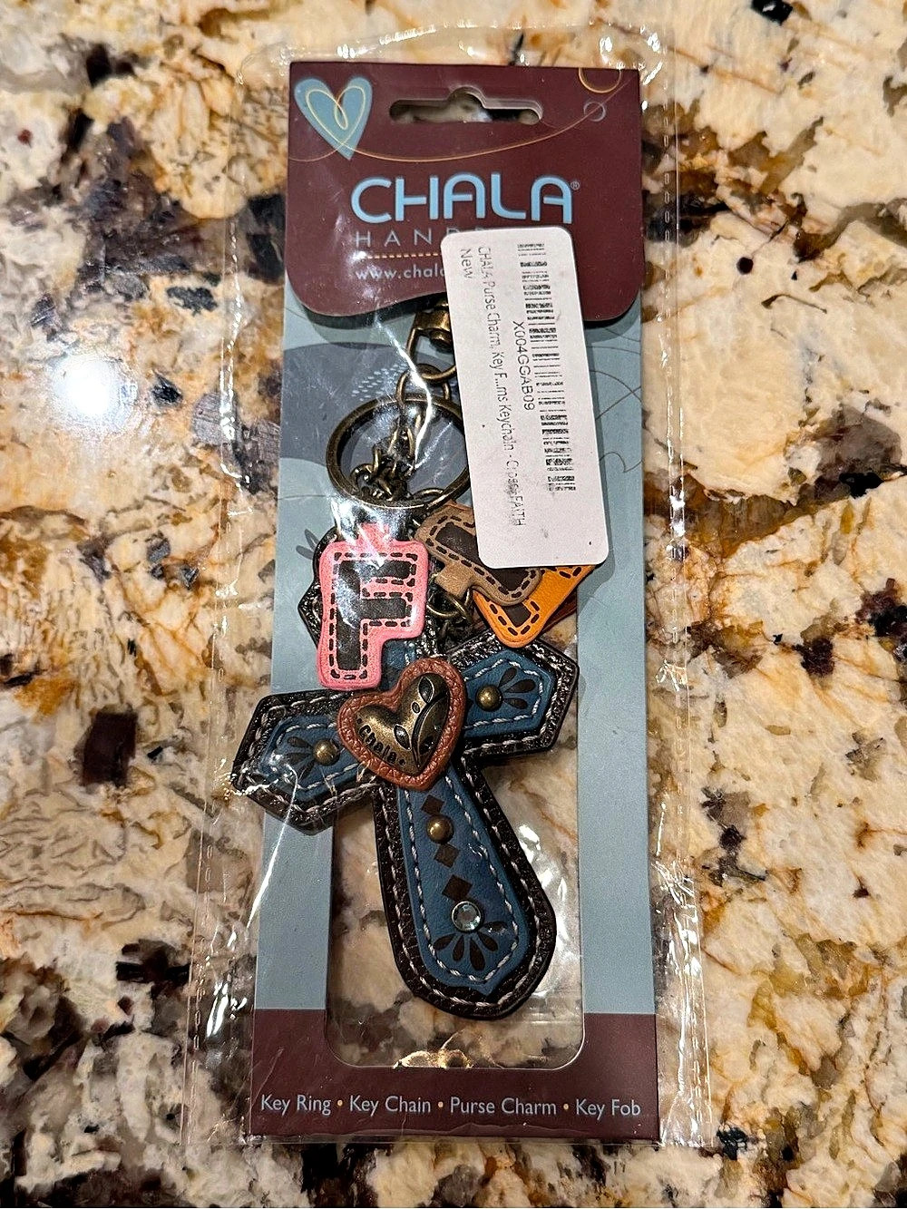 Chala Charming Charms Keychain - Cross+FAITH Key Ring Leather Charm
